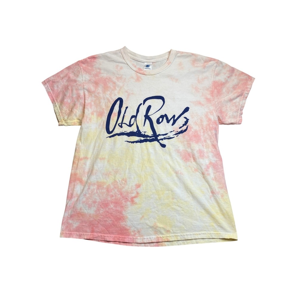 Old Row Colortone Mens Tie Dye Graphic T-Shirt Pink Yellow Large Short Sleeve